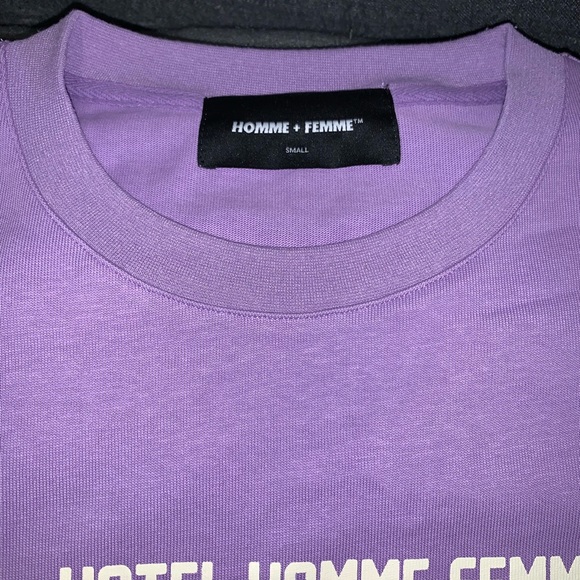 NWOT Homme Femme Tee T-Shirt Small  men's and women's Purple Cotton Short sleeve - Picture 2 of 3